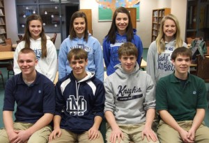 Students of the Quarter for the 2nd quarter are (l to r) freshmen Sam Krebs and Abby Haag, sophomores Jacob Hitpas and Shannon Schuetz, juniors Jonah Toennies and Spencer Murphy, and seniors Alex Gebke and Maddy Mensing.