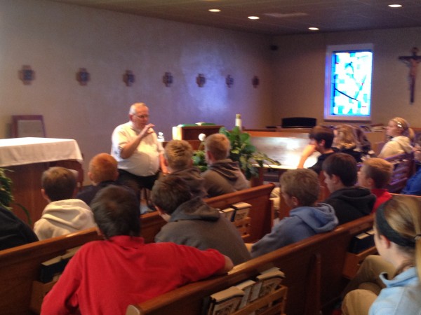 Theology classes enjoy guest speaker Deacon Bob Lippert.