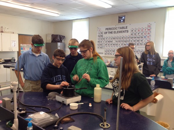 Students experimenting in Science Club.